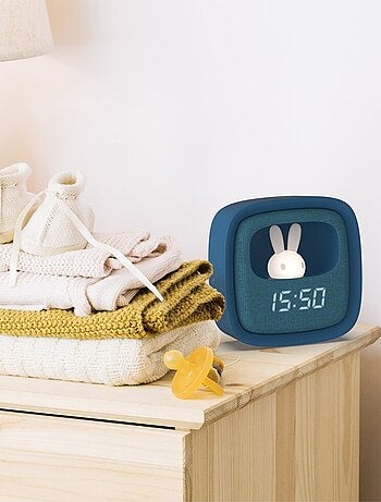 Réveil et Veilleuse pour Enfant Billy Clock - Motif Lapin - Face Avant Tissu - Cadre Plastique - MOB