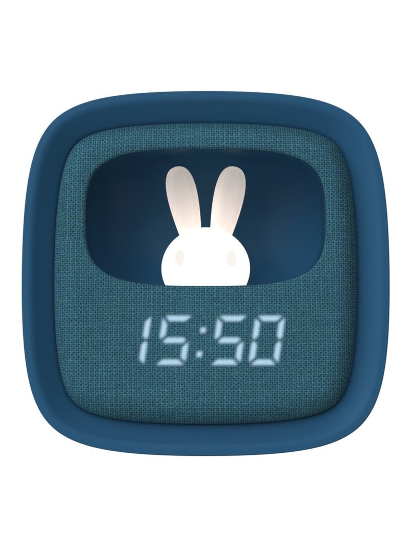 Réveil et Veilleuse pour Enfant Billy Clock - Motif Lapin - Face Avant Tissu - Cadre Plastique - MOB Bleu nuit - Kiabi