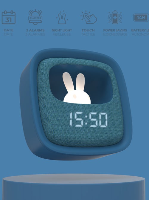 Réveil et Veilleuse pour Enfant Billy Clock - Motif Lapin - Face Avant Tissu - Cadre Plastique - MOB - Kiabi