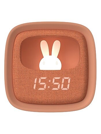 Réveil et Veilleuse pour Enfant Billy Clock - Motif Lapin - Face Avant Tissu - Cadre Plastique - MOB