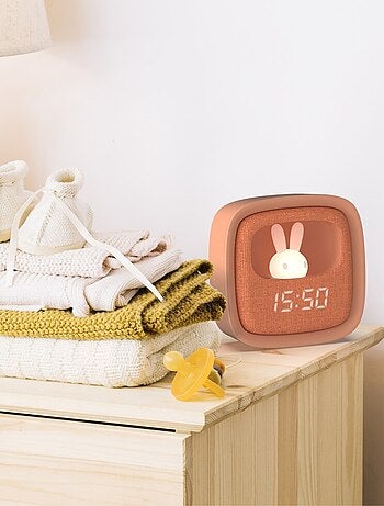 Réveil et Veilleuse pour Enfant Billy Clock - Motif Lapin - Face Avant Tissu - Cadre Plastique - MOB