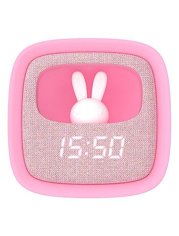 Réveil et Veilleuse pour Enfant Billy Clock - Motif Lapin - Face Avant Tissu - Cadre Plastique - MOB
