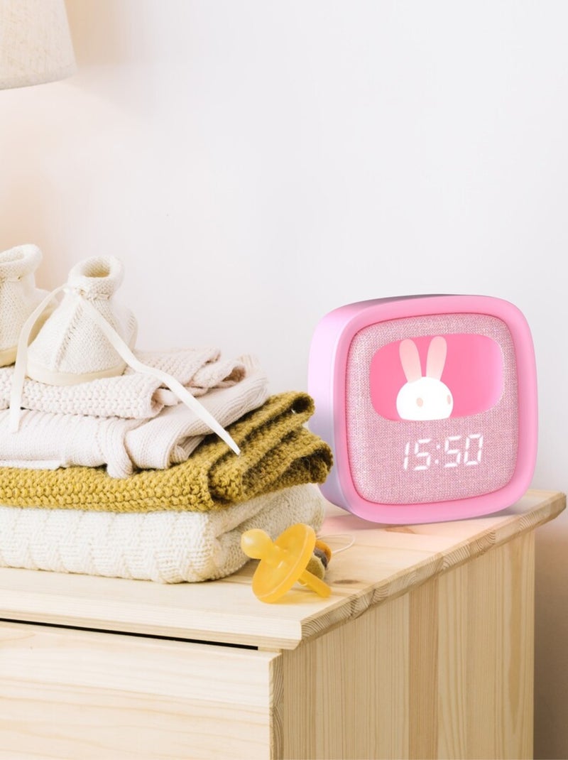 Réveil et Veilleuse pour Enfant Billy Clock - Motif Lapin - Face Avant Tissu - Cadre Plastique - MOB Rose bonbon - Kiabi