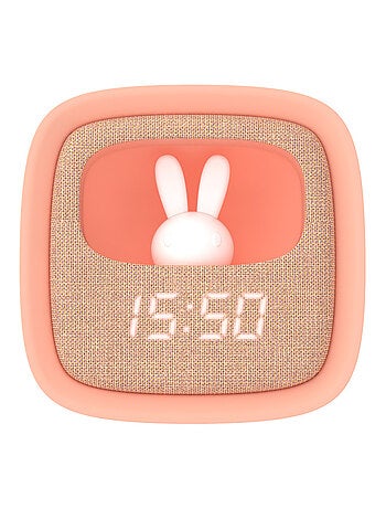 Réveil et Veilleuse pour Enfant Billy Clock - Motif Lapin - Face Avant Tissu - Cadre Plastique - MOB