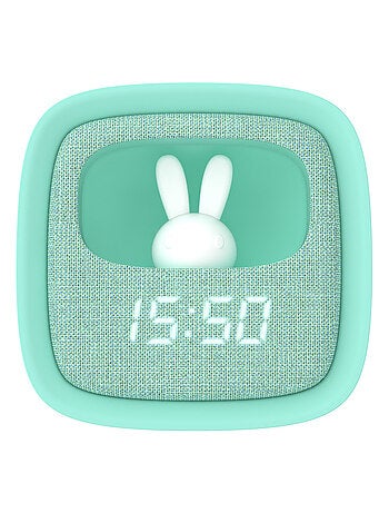 Réveil et Veilleuse pour Enfant Billy Clock - Motif Lapin - Face Avant Tissu - Cadre Plastique - MOB