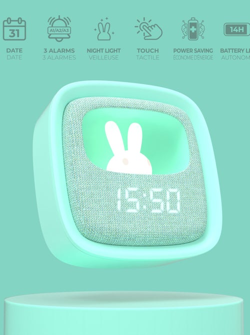 Réveil et Veilleuse pour Enfant Billy Clock - Motif Lapin - Face Avant Tissu - Cadre Plastique - MOB - Kiabi