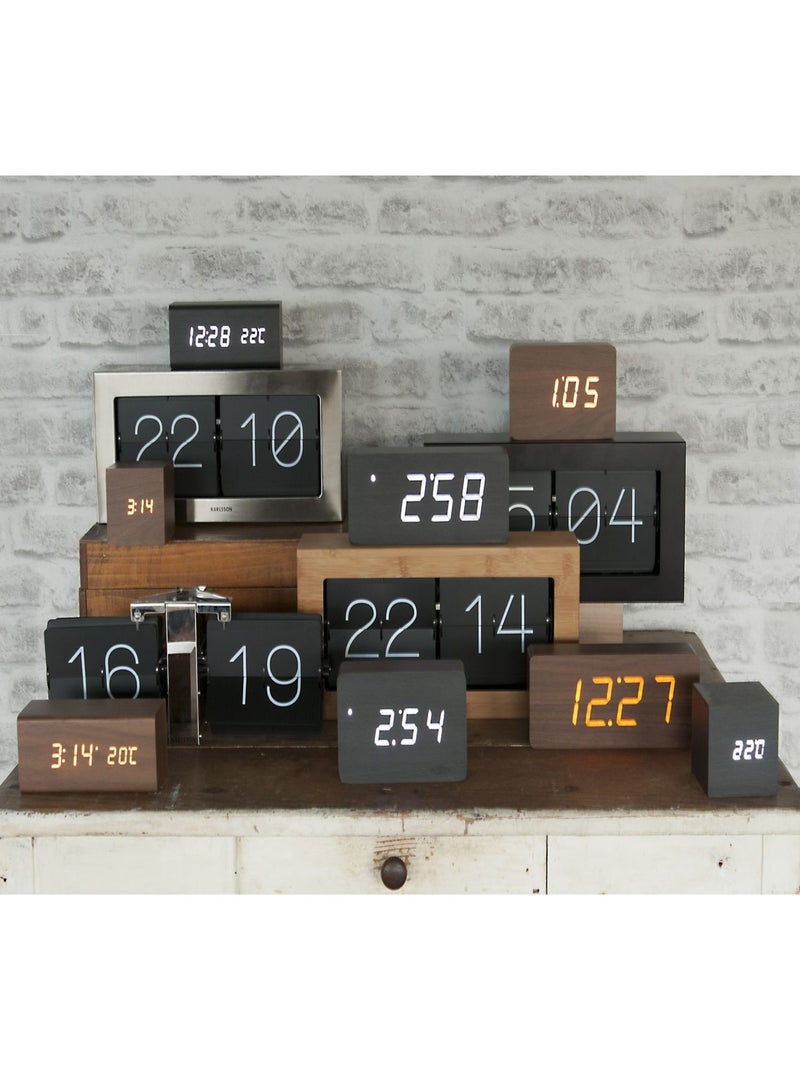 Réveil LED Block en Bois sombre Marron - Kiabi