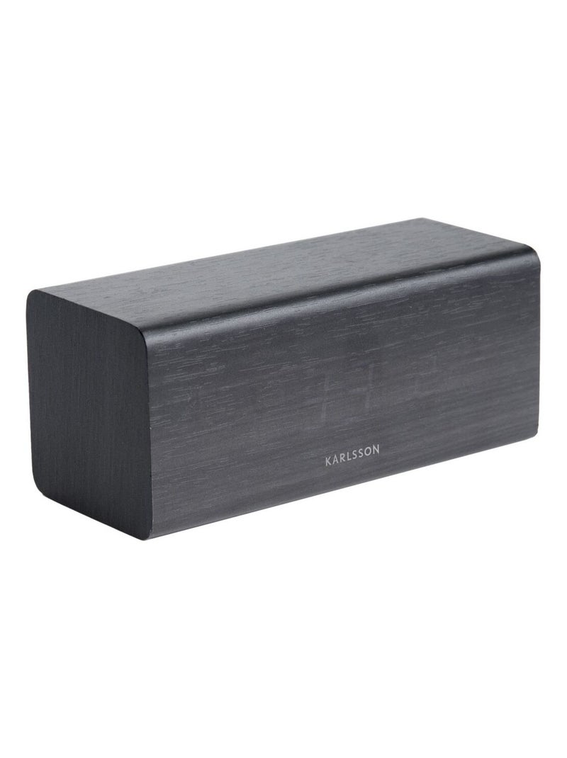 Réveil LED Block en Bois sombre Noir - Kiabi