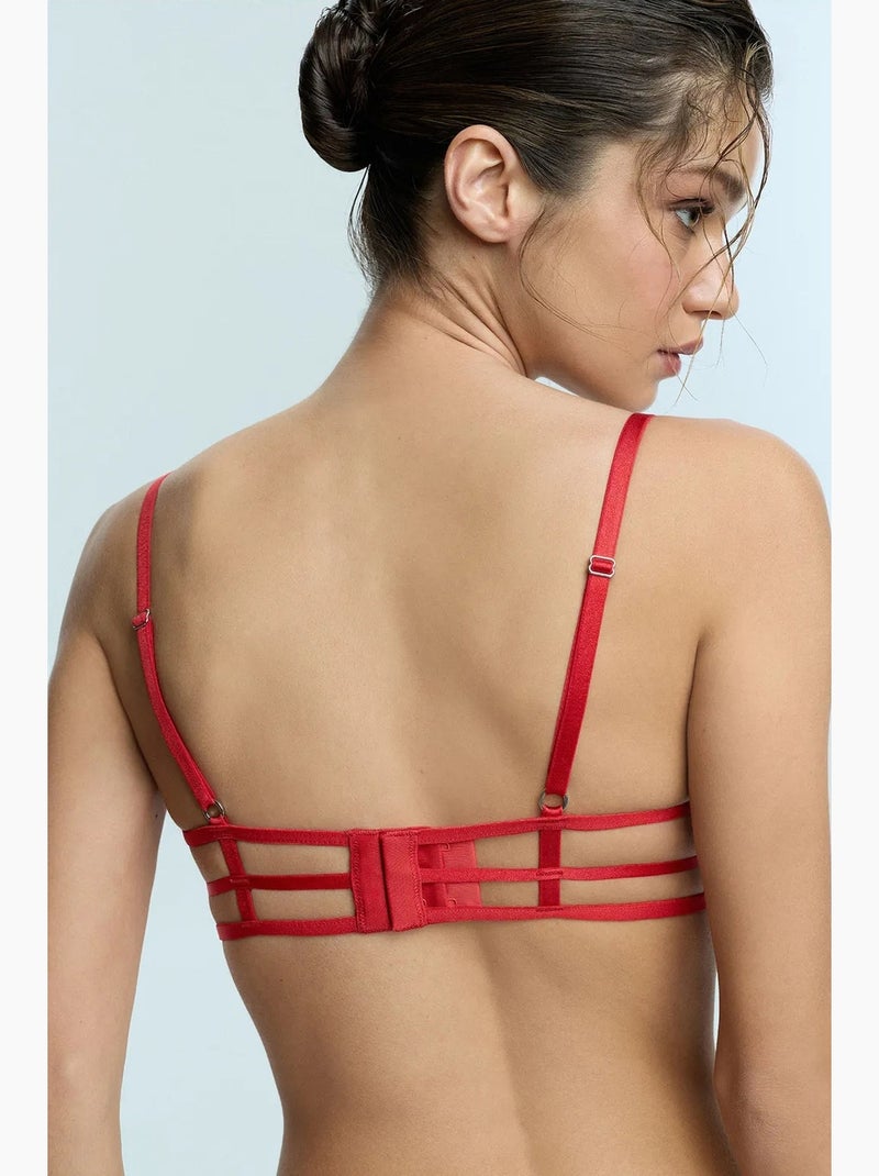 Rhea soutien-gorge en dentelle fleurie penti Rouge - Kiabi