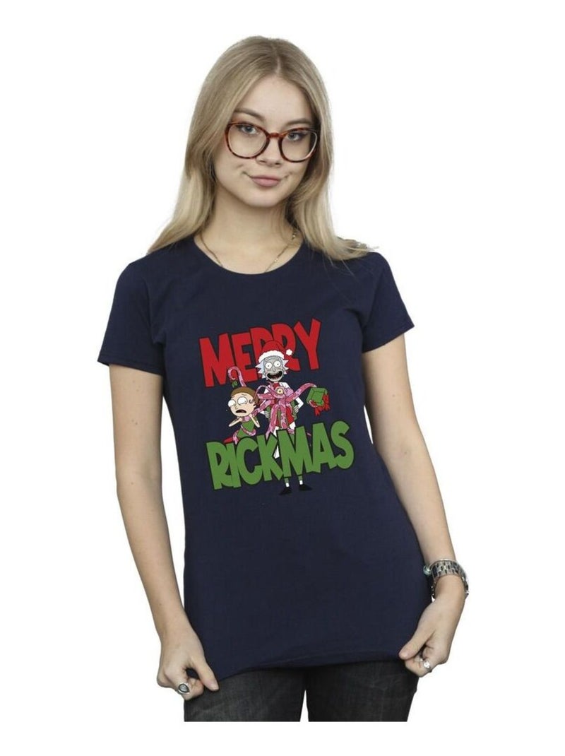 Rick And Morty - T-shirt MERRY RICKMAS Bleu marine - Kiabi