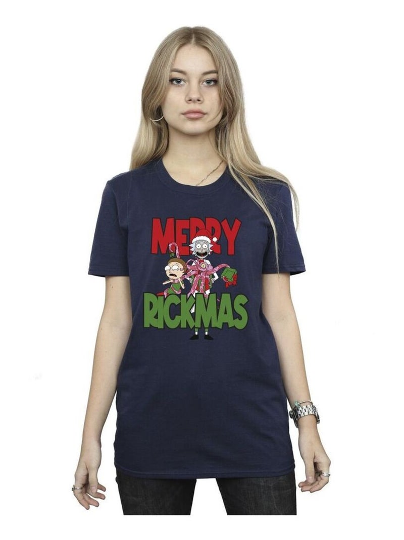 Rick And Morty - T-shirt MERRY RICKMAS Bleu marine - Kiabi