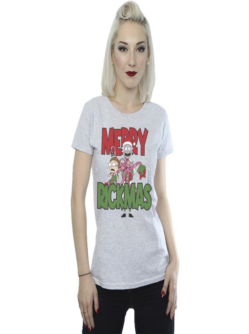 Rick And Morty - T-shirt MERRY RICKMAS Gris chiné - Kiabi