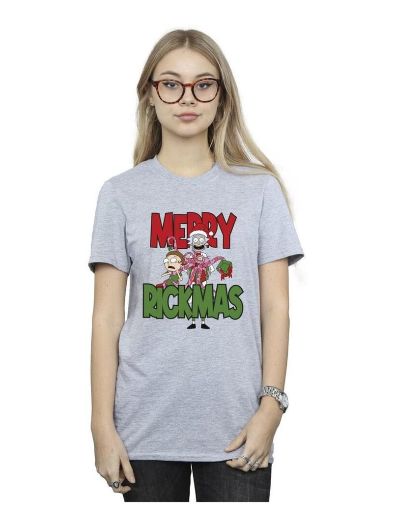 Rick And Morty - T-shirt MERRY RICKMAS Gris chiné - Kiabi
