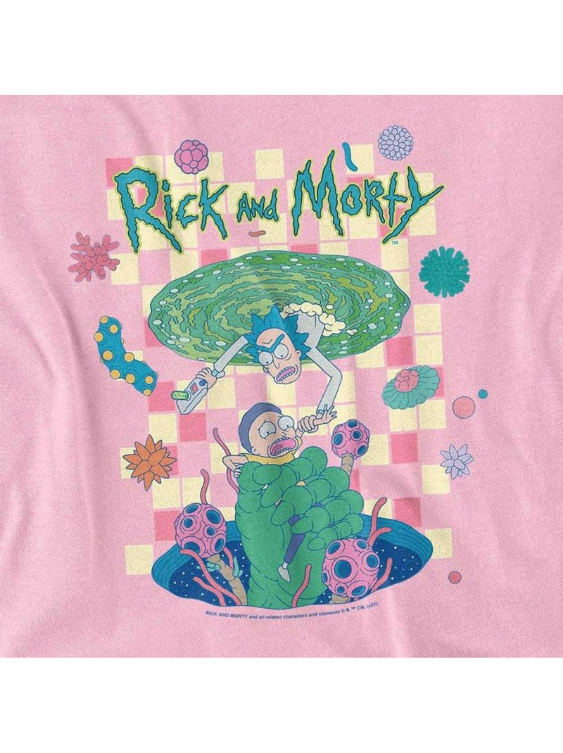 Rick et Morty - T-shirt FALLING PORTALS Rose - Kiabi