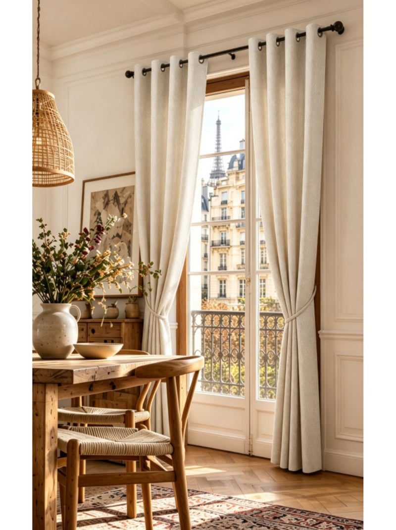 Rideau - coton pur - 100% polyester Beige sable - Kiabi