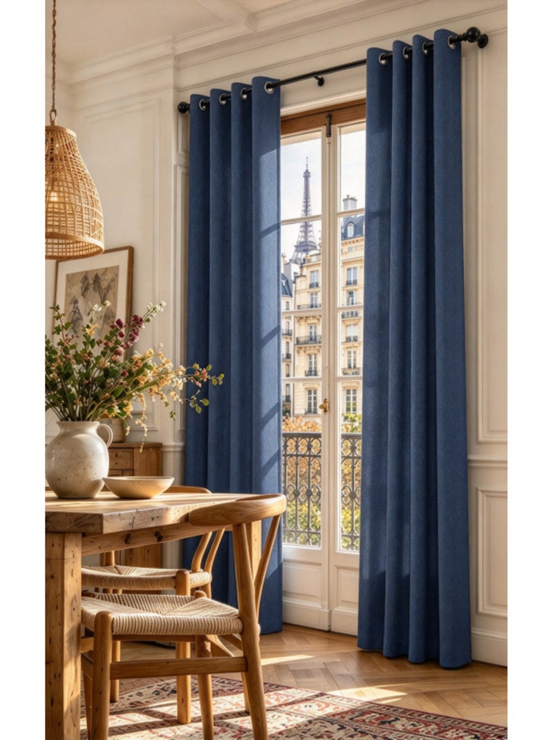 Rideau - coton pur - 100% polyester Bleu nuit - Kiabi