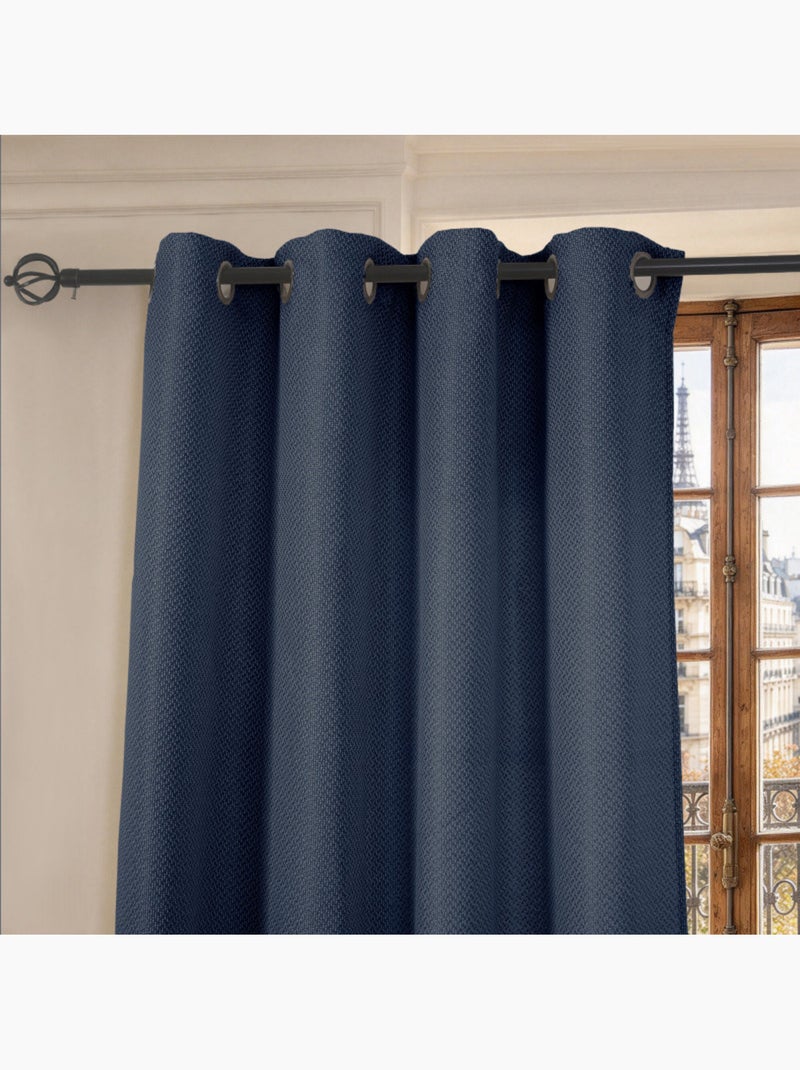 Rideau - coton pur - 100% polyester Bleu nuit - Kiabi