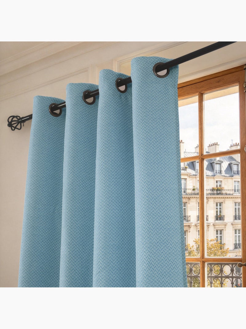 Rideau - coton pur - 100% polyester Bleu paon - Kiabi