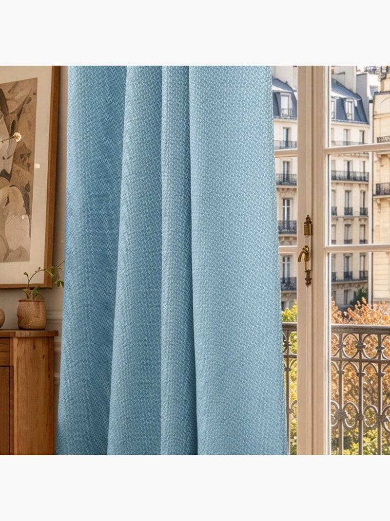 Rideau - coton pur - 100% polyester Bleu paon - Kiabi