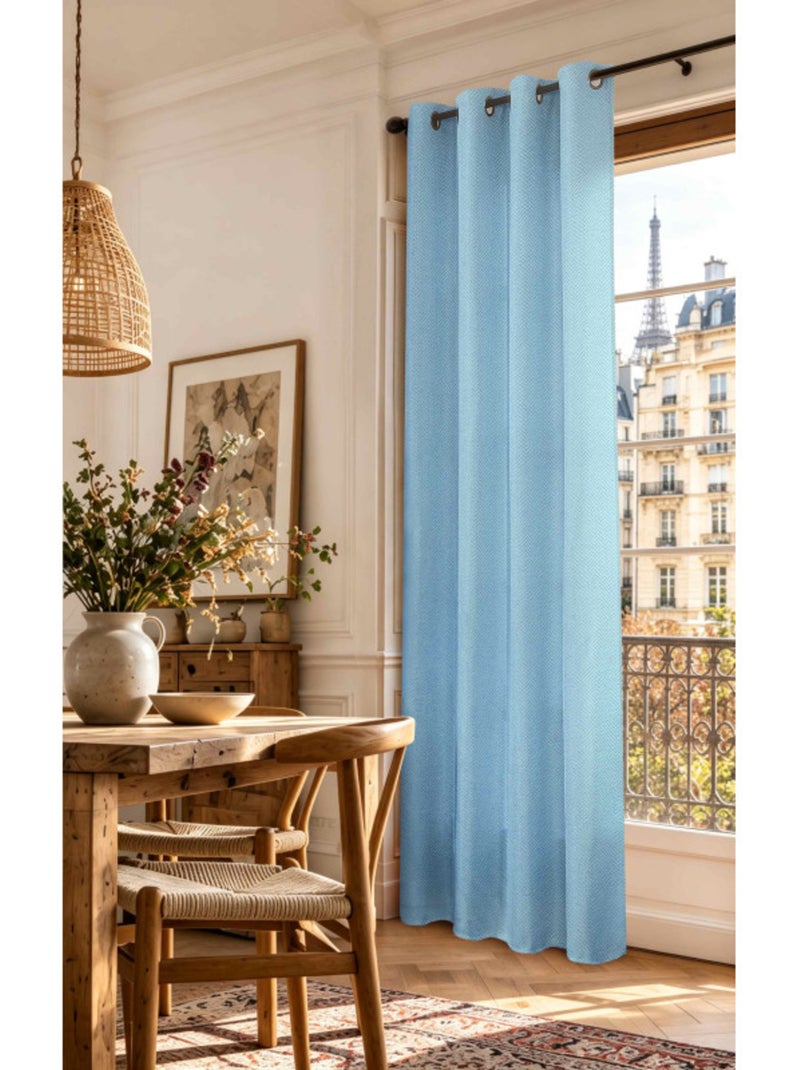 Rideau - coton pur - 100% polyester Bleu paon - Kiabi