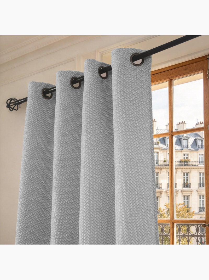 Rideau - coton pur - 100% polyester Gris souris - Kiabi