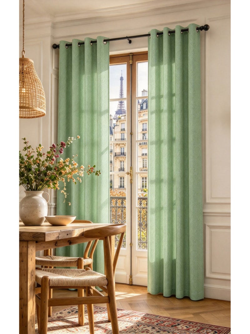 Rideau - coton pur - 100% polyester Vert chèvrefeuille - Kiabi