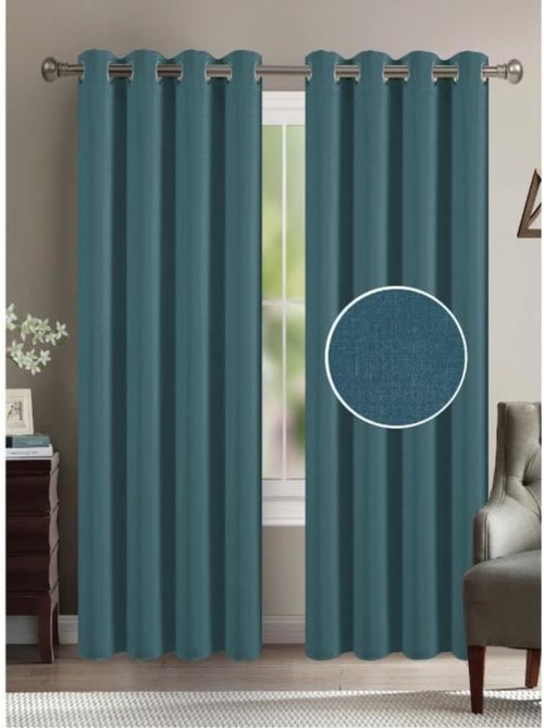 Rideau - home deco - 140 x 260 cm - effet lin - bleu - prêt-à-poser - lavable 30°c - Kiabi Rideau - home deco - 140 x 260 cm - effet lin - bleu - prêt-à-poser - lavable 30°c - Kiabi
