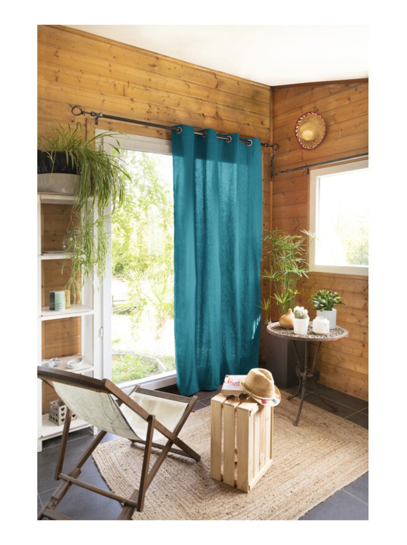Rideau - L'effet papillon - 100% Coton Bleu paon - Kiabi