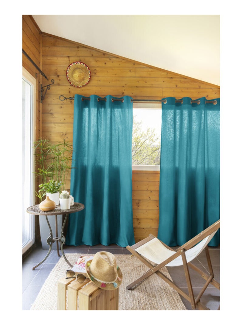 Rideau - L'effet papillon - 100% Coton Bleu paon - Kiabi