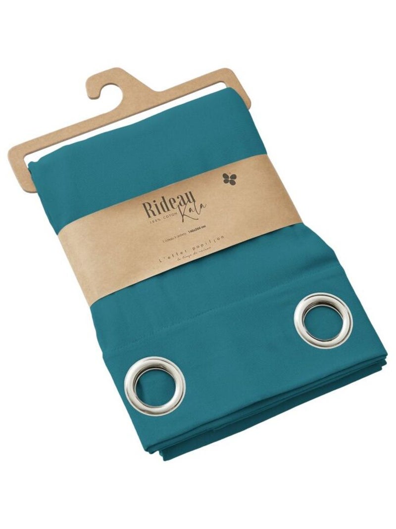 Rideau - L'effet papillon - 100% Coton Bleu paon - Kiabi