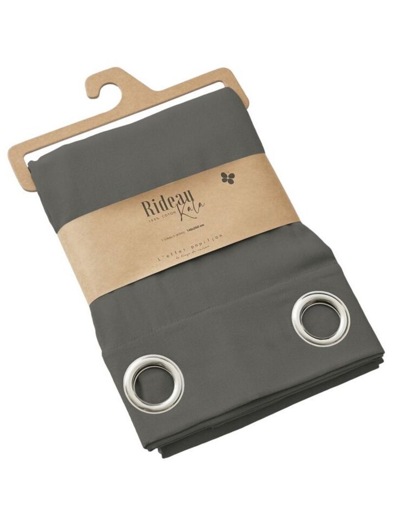 Rideau - L'effet papillon - 100% Coton Gris souris - Kiabi
