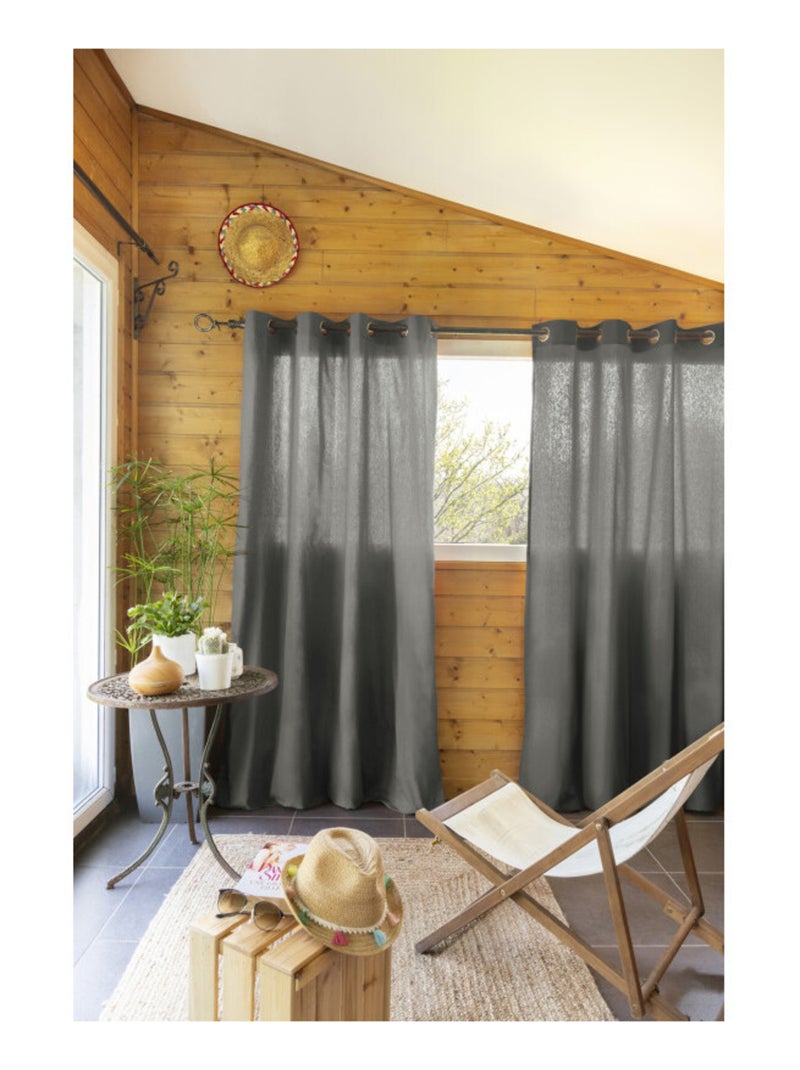 Rideau - L'effet papillon - 100% Coton Gris souris - Kiabi