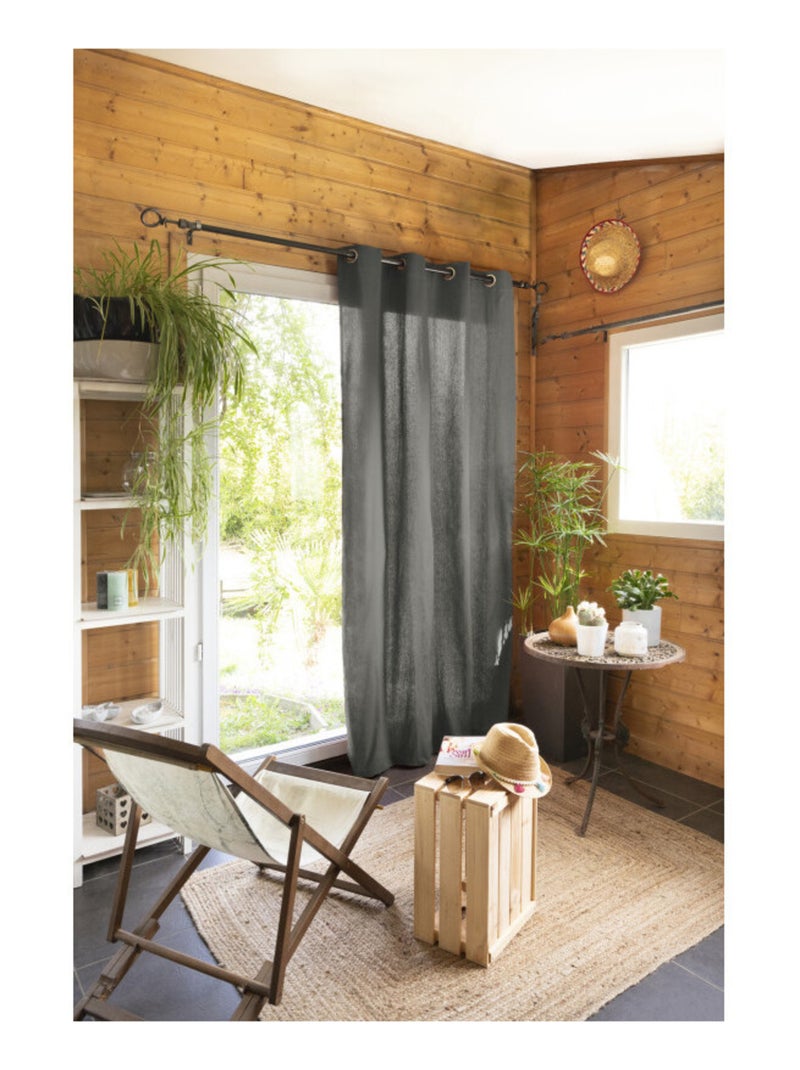Rideau - L'effet papillon - 100% Coton Gris souris - Kiabi