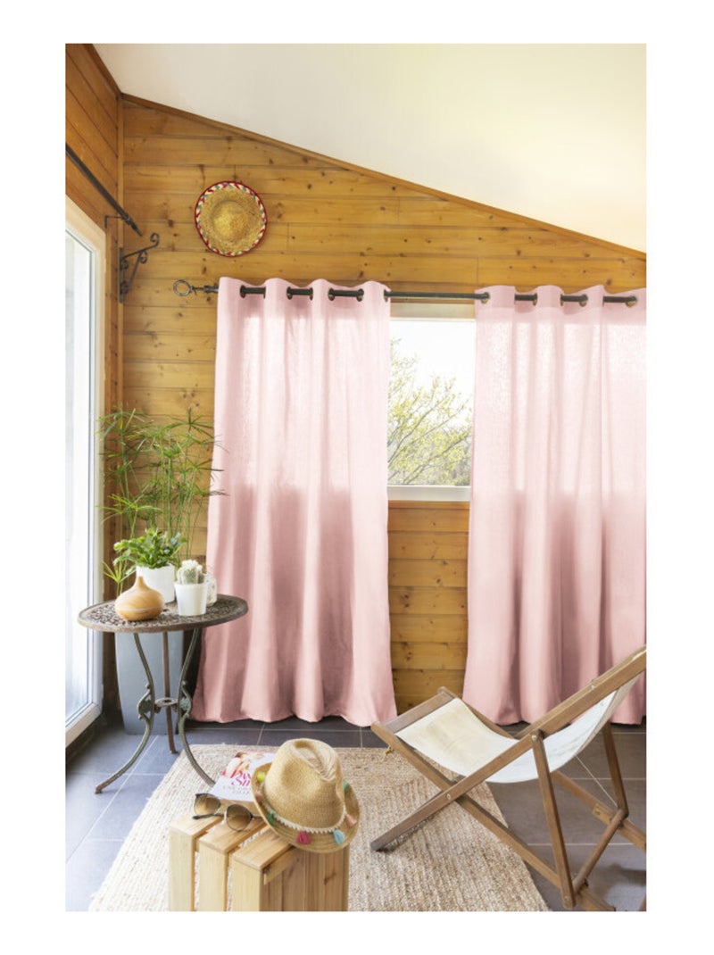 Rideau - L'effet papillon - 100% Coton Rose pâle - Kiabi