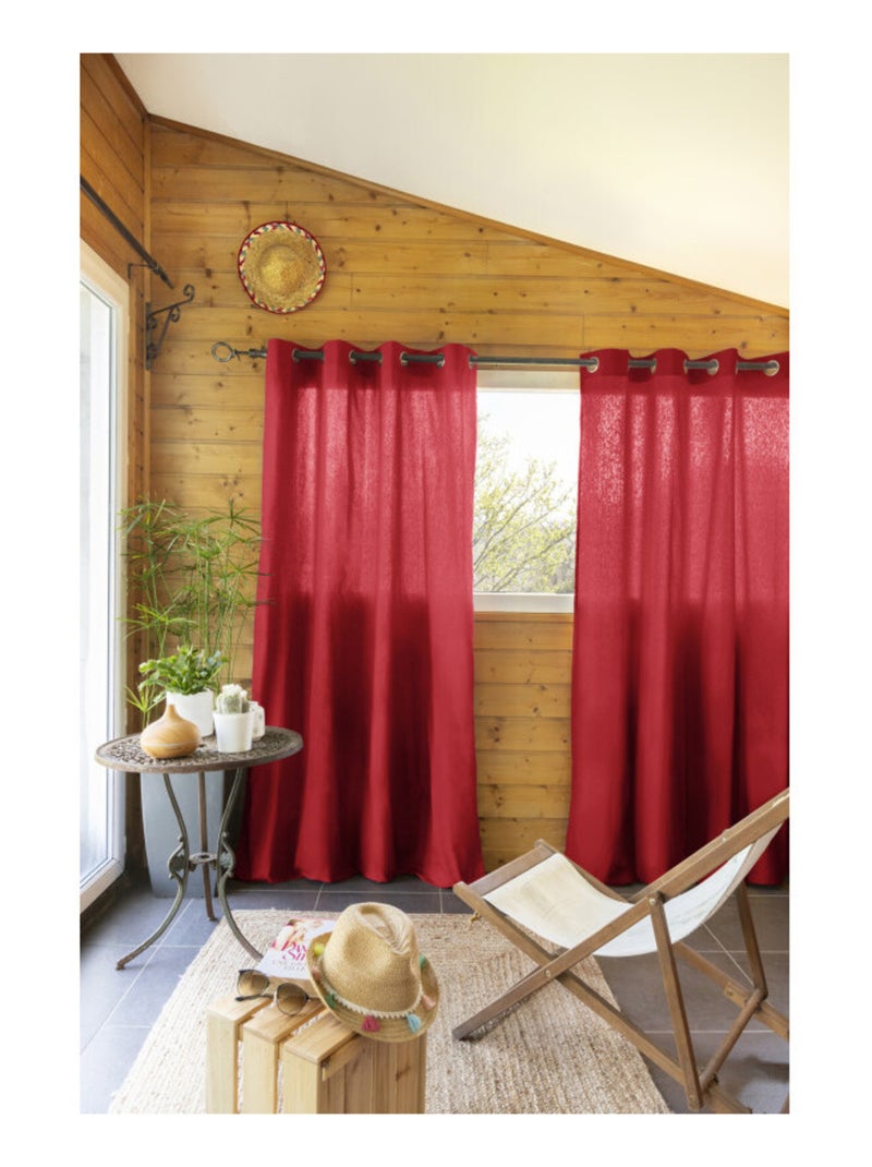 Rideau - L'effet papillon - 100% Coton Rouge cerise - Kiabi