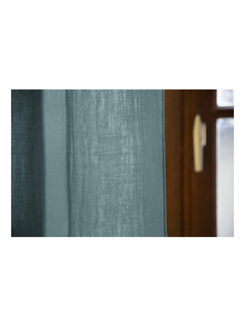 Rideau - L'effet papillon - 100% gaze de coton 125 gr/m² Bleu canard - Kiabi