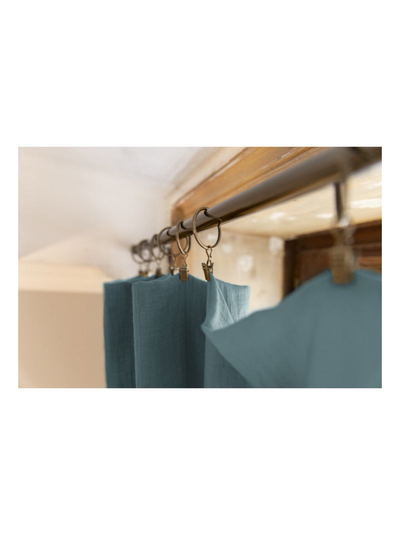 Rideau - L'effet papillon - 100% gaze de coton 125 gr/m² Bleu canard - Kiabi