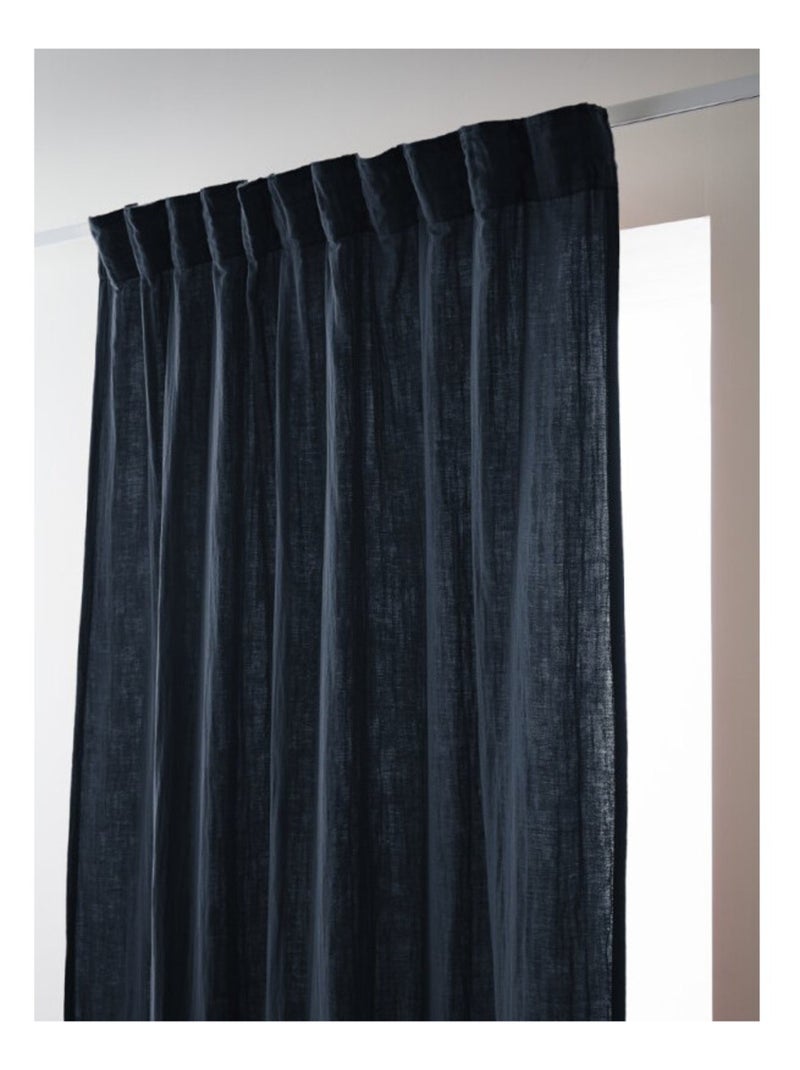 Rideau - L'effet papillon - 100% gaze de coton 125 gr/m² Bleu nuit - Kiabi