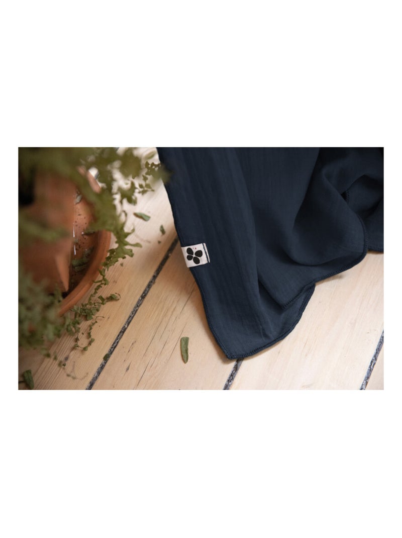Rideau - L'effet papillon - 100% gaze de coton 125 gr/m² Bleu nuit - Kiabi