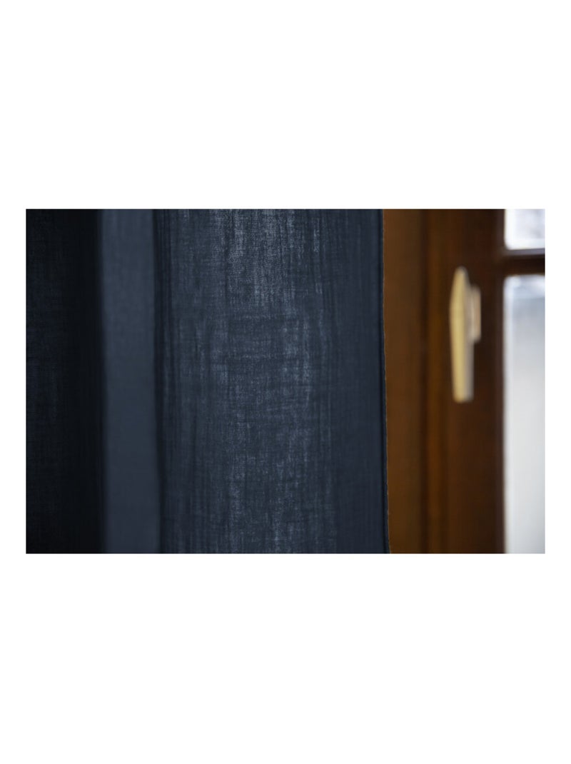 Rideau - L'effet papillon - 100% gaze de coton 125 gr/m² Bleu nuit - Kiabi