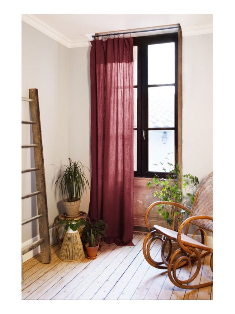 Rideau - L'effet papillon - 100% gaze de coton 125 gr/m² Noir Bordeaux - Kiabi