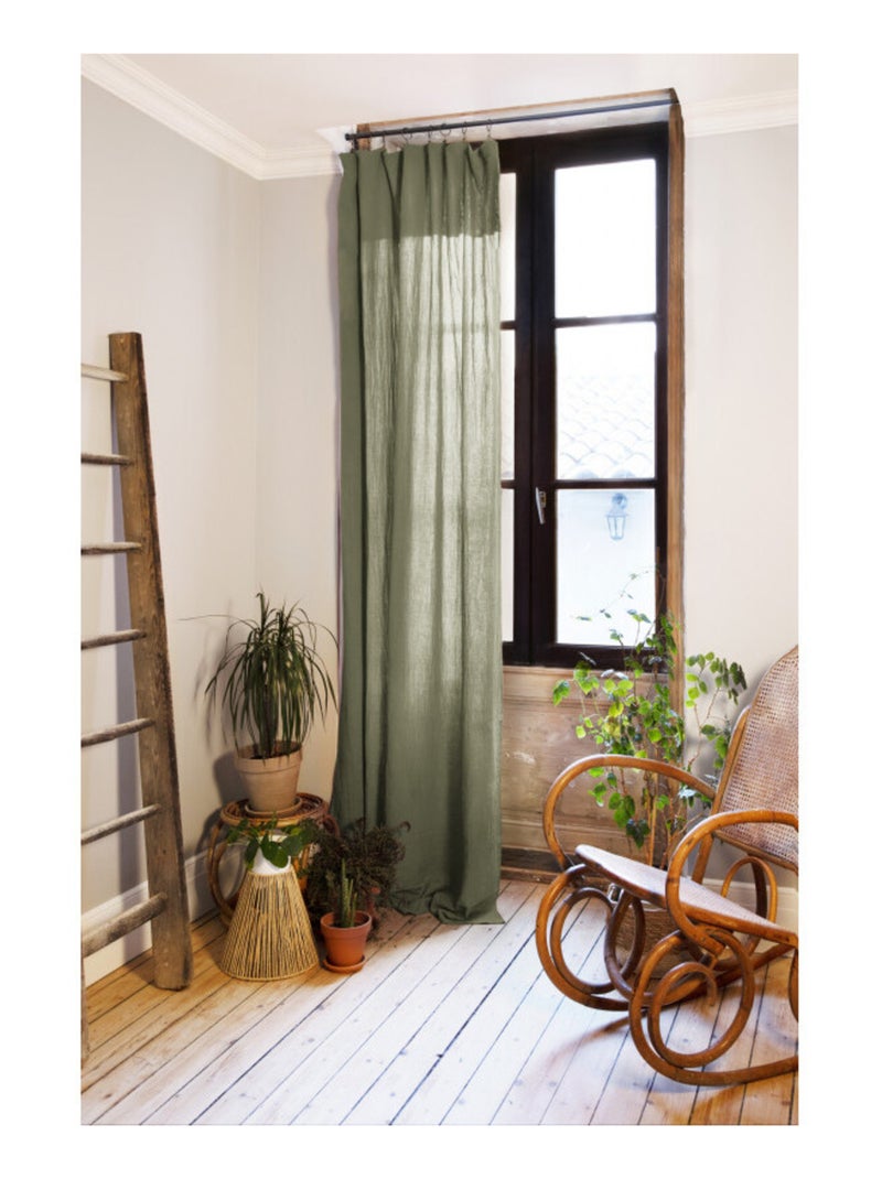 Rideau - L'effet papillon - 100% gaze de coton 125 gr/m² Vert chèvrefeuille - Kiabi