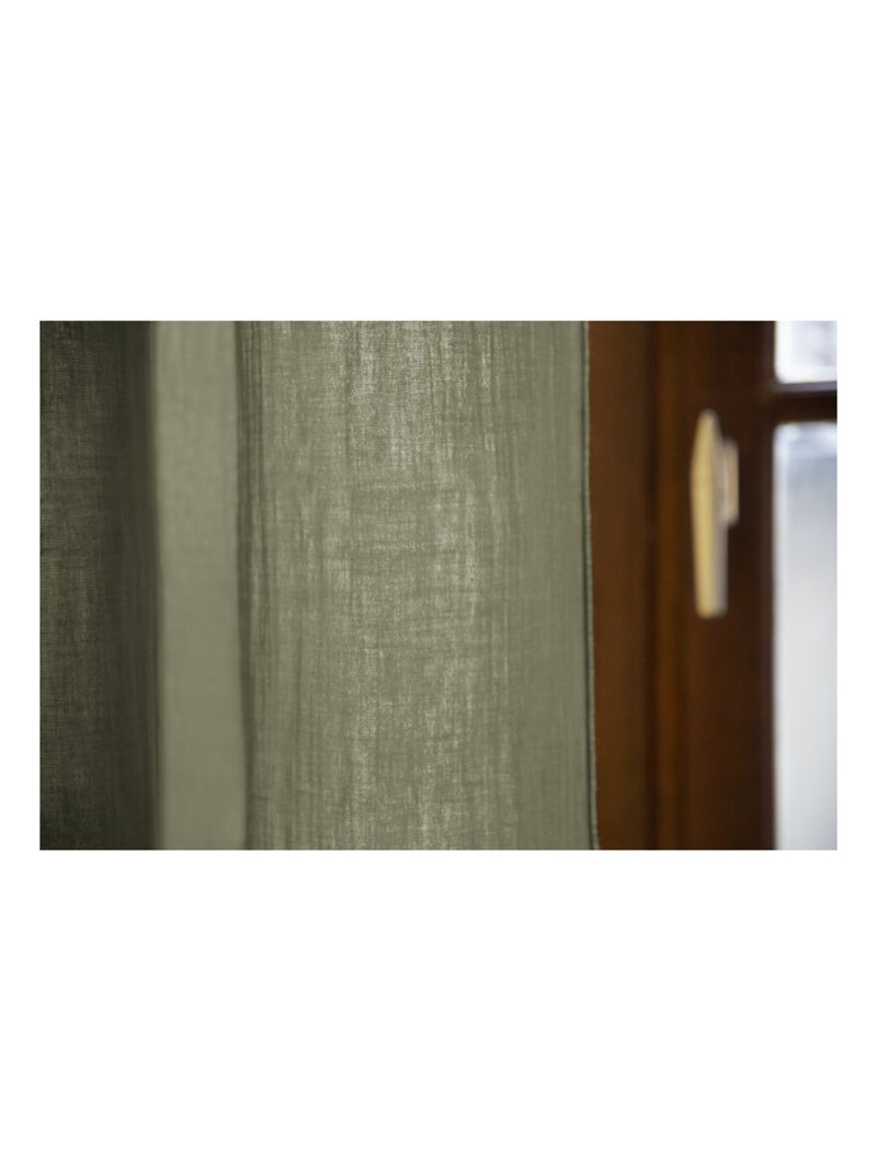 Rideau - L'effet papillon - 100% gaze de coton 125 gr/m² Vert chèvrefeuille - Kiabi