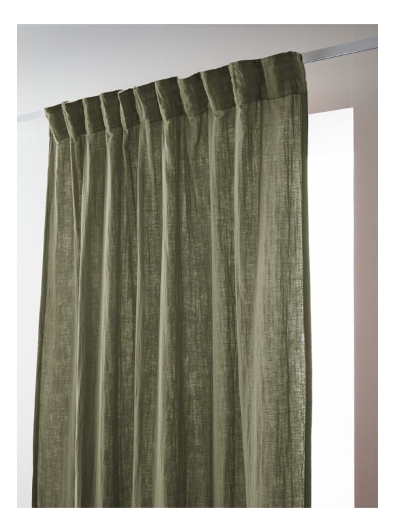 Rideau - L'effet papillon - 100% gaze de coton 125 gr/m² Vert foncé - Kiabi