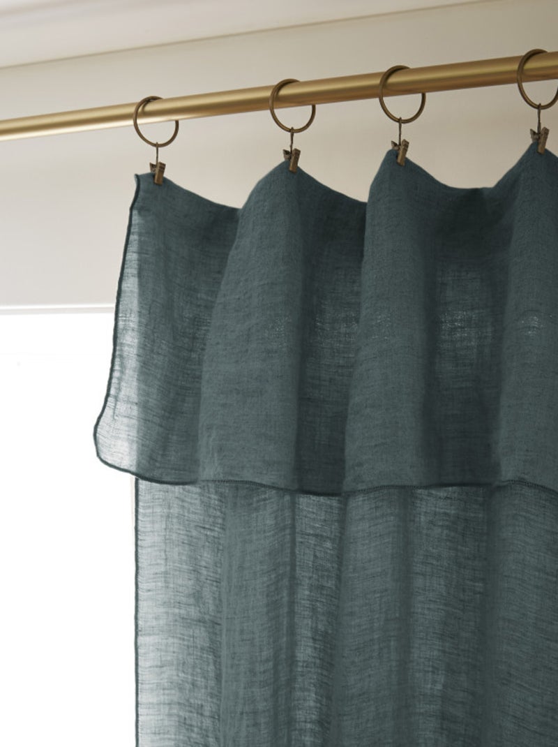 Rideau - L'effet papillon - 100% Lin lavé Bleu ardoise - Kiabi