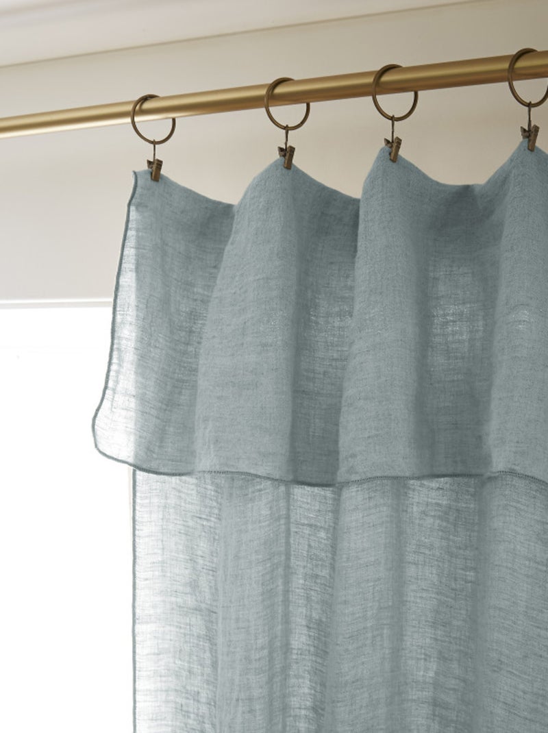 Rideau - L'effet papillon - 100% Lin lavé Bleu azur - Kiabi