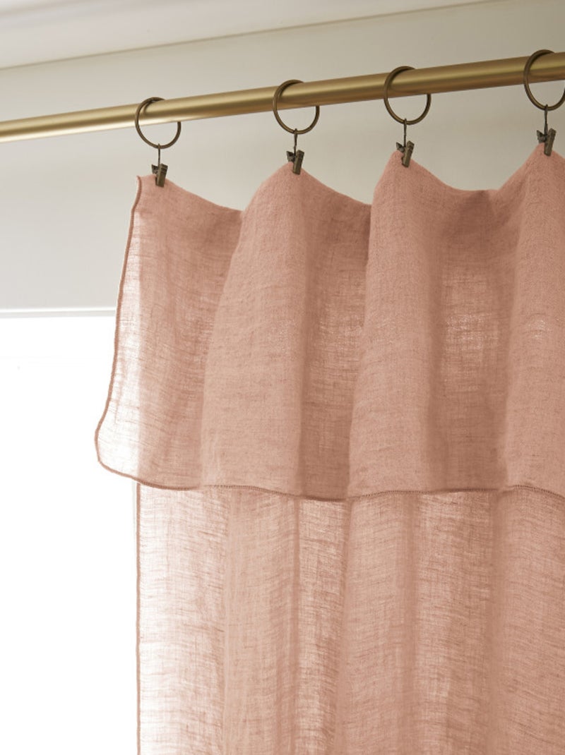 Rideau - L'effet papillon - 100% Lin lavé Rose - Kiabi