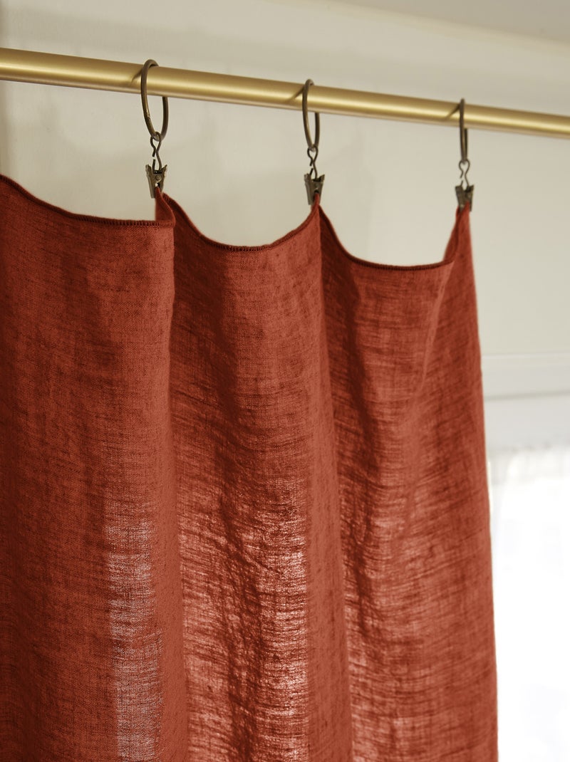 Rideau - L'effet papillon - 100% Lin lavé Rouge - Kiabi