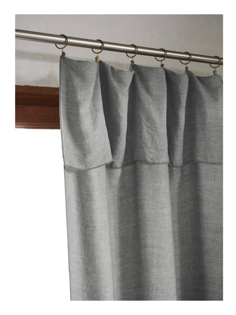 Rideau - L'effet papillon - 100% Lyocell (Tencel lavé ) Gris foncé - Kiabi