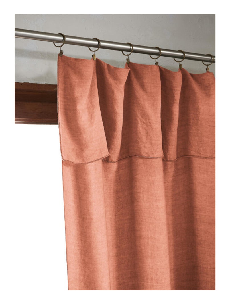 Rideau - L'effet papillon - 100% Lyocell (Tencel lavé ) Terracotta - Kiabi
